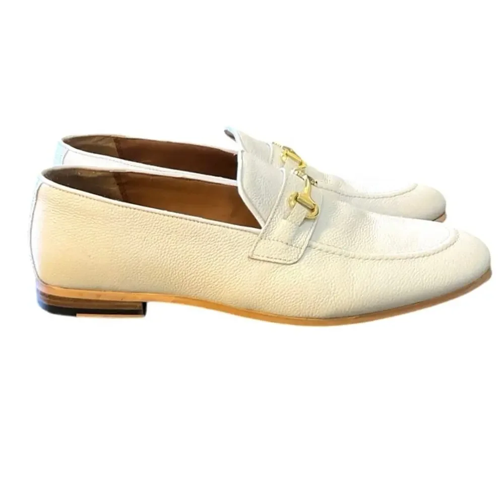 WALK London White Pebble Leather Horsebit Loafers Men’s Size 10 EU 44